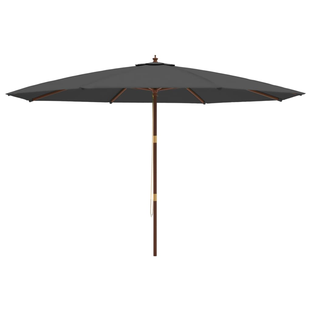 Guarda-sol de jardim com poste de madeira 400x273 cm antracite