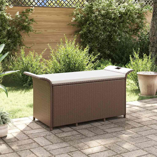 Banco de jardim com almofadão 116x46x57 cm vime PE castanho