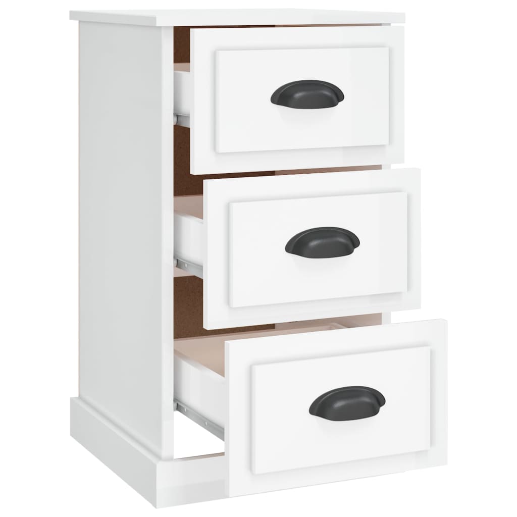 Mesa cabeceira 39x39x67 cm derivados madeira branco brilhante