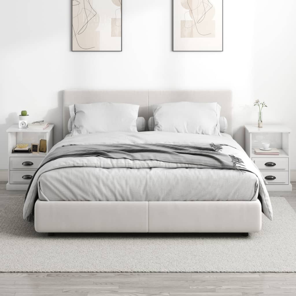 Mesas de cabeceira 2 pcs 43x36x60 cm branco brilhante