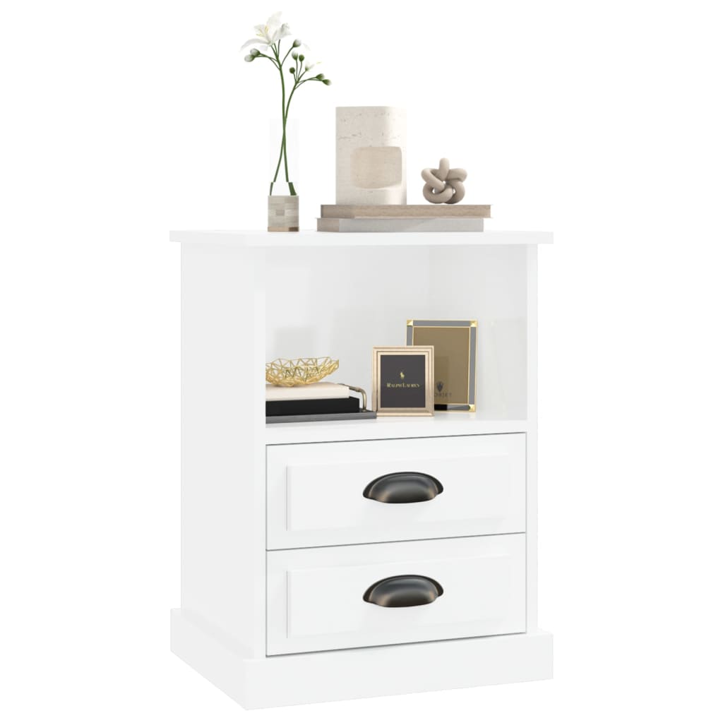 Mesas de cabeceira 2 pcs 43x36x60 cm branco brilhante