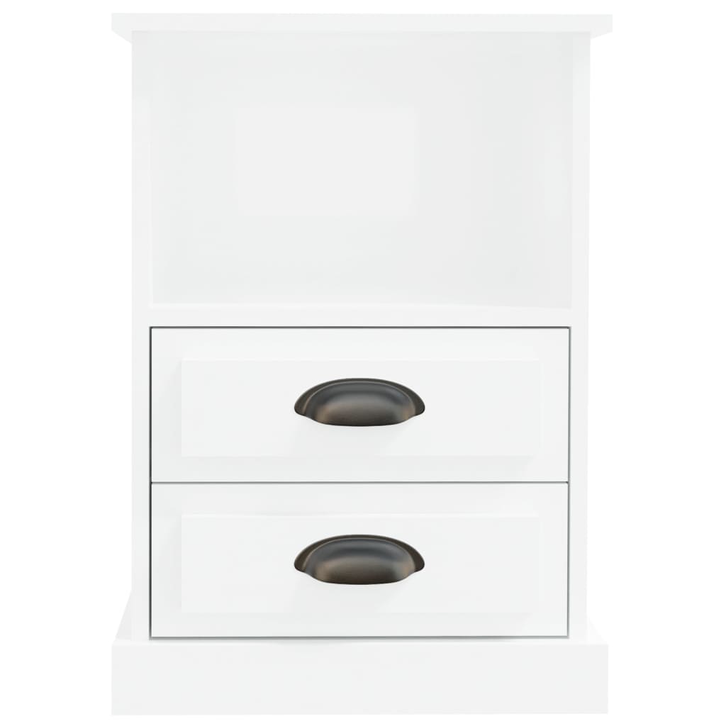 Mesas de cabeceira 2 pcs 43x36x60 cm branco brilhante