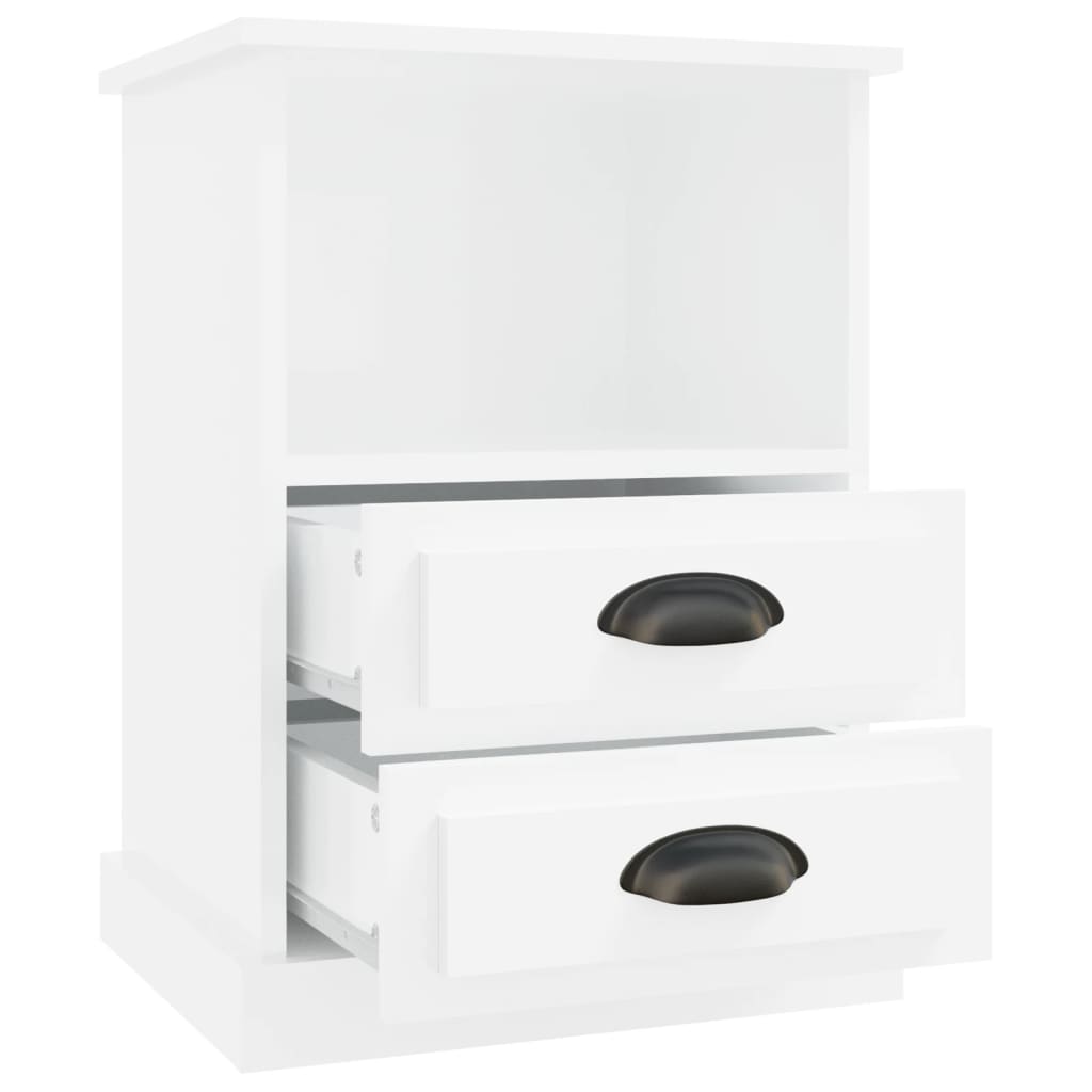 Mesas de cabeceira 2 pcs 43x36x60 cm branco brilhante