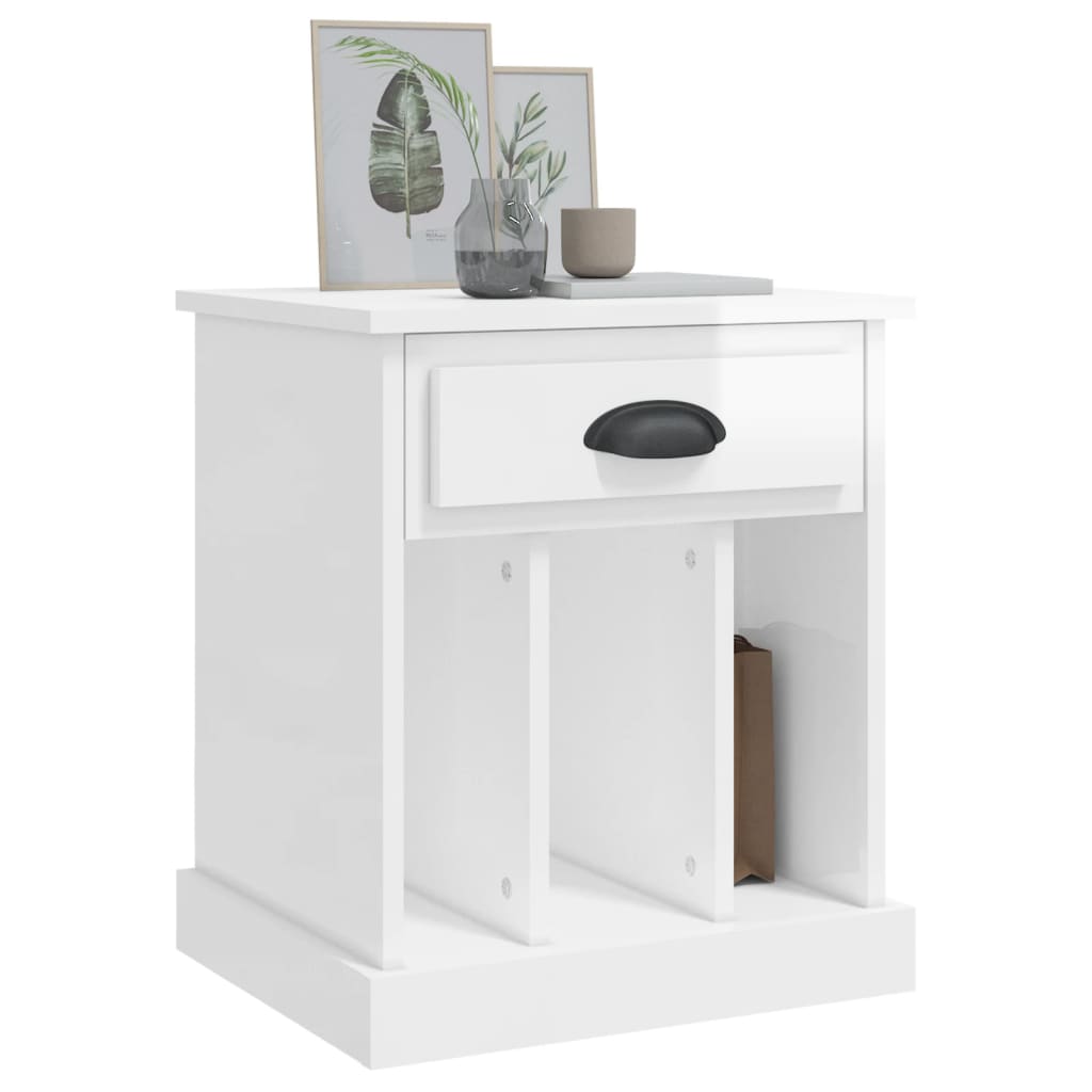 Mesas de cabeceira 2 pcs 43x36x50 cm branco brilhante