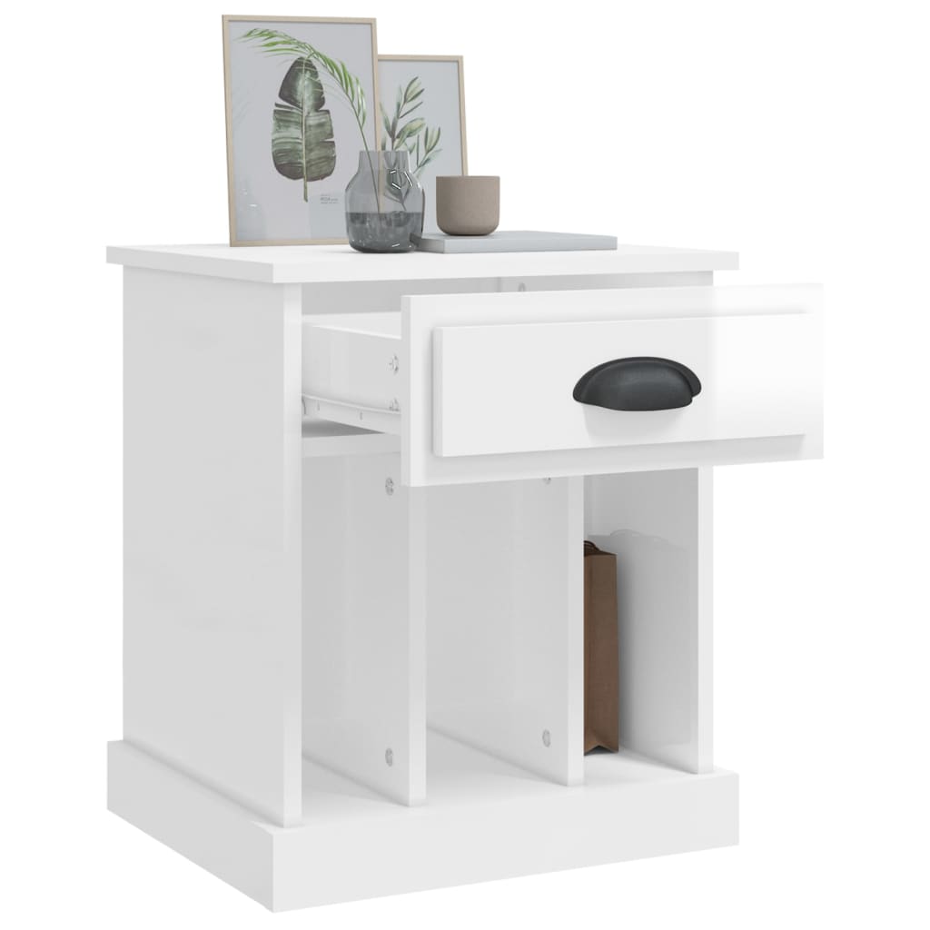 Mesas de cabeceira 2 pcs 43x36x50 cm branco brilhante