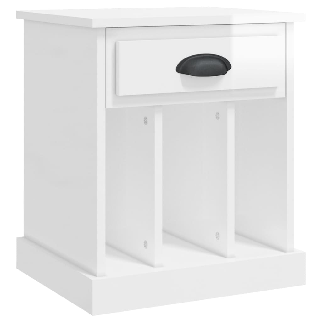 Mesas de cabeceira 2 pcs 43x36x50 cm branco brilhante