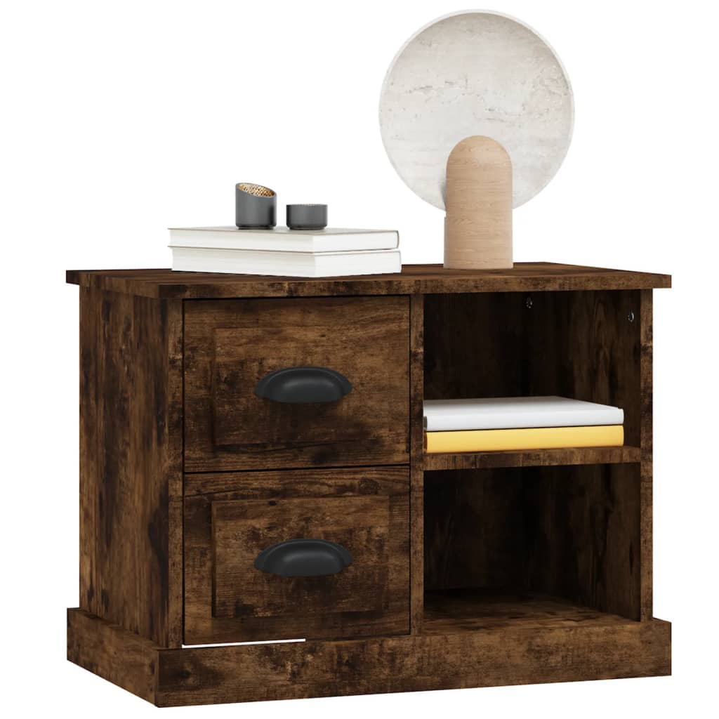 Mesa de cabeceira 60x35,5x45 cm cor carvalho fumado