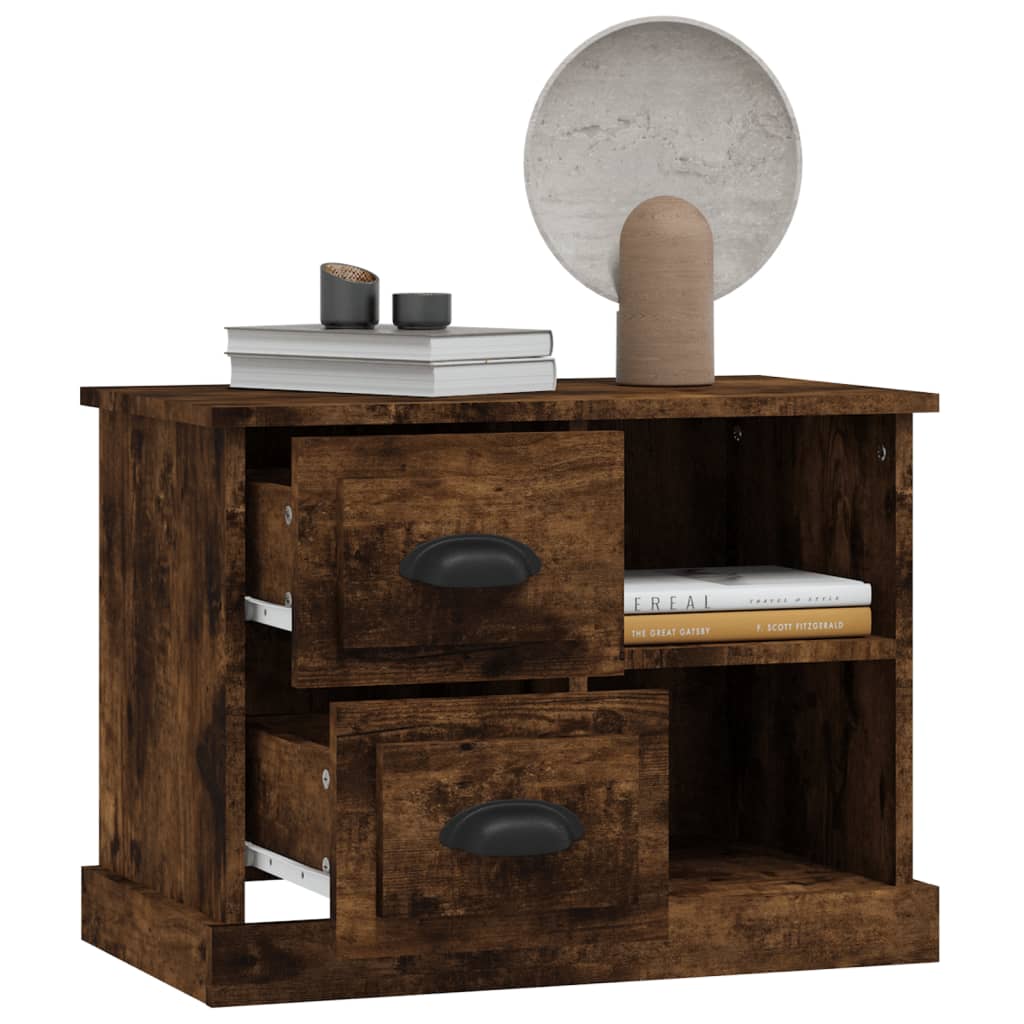 Mesa de cabeceira 60x35,5x45 cm cor carvalho fumado