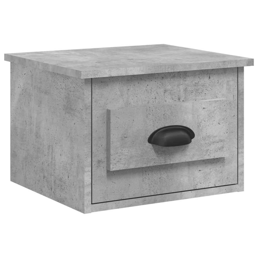 Mesas de cabeceira parede 2 pcs 41,5x36x28 cm cinzento cimento