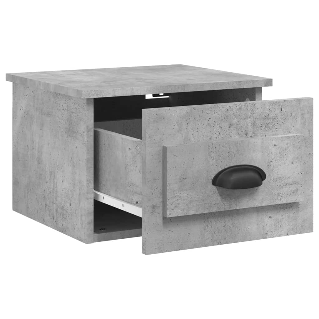 Mesas de cabeceira parede 2 pcs 41,5x36x28 cm cinzento cimento