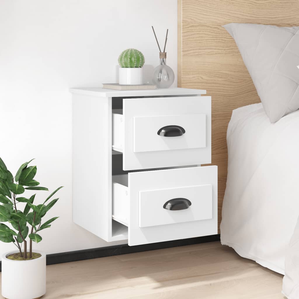 Mesas de cabeceira de parede 2 pcs 41,5x36x53 cm branco