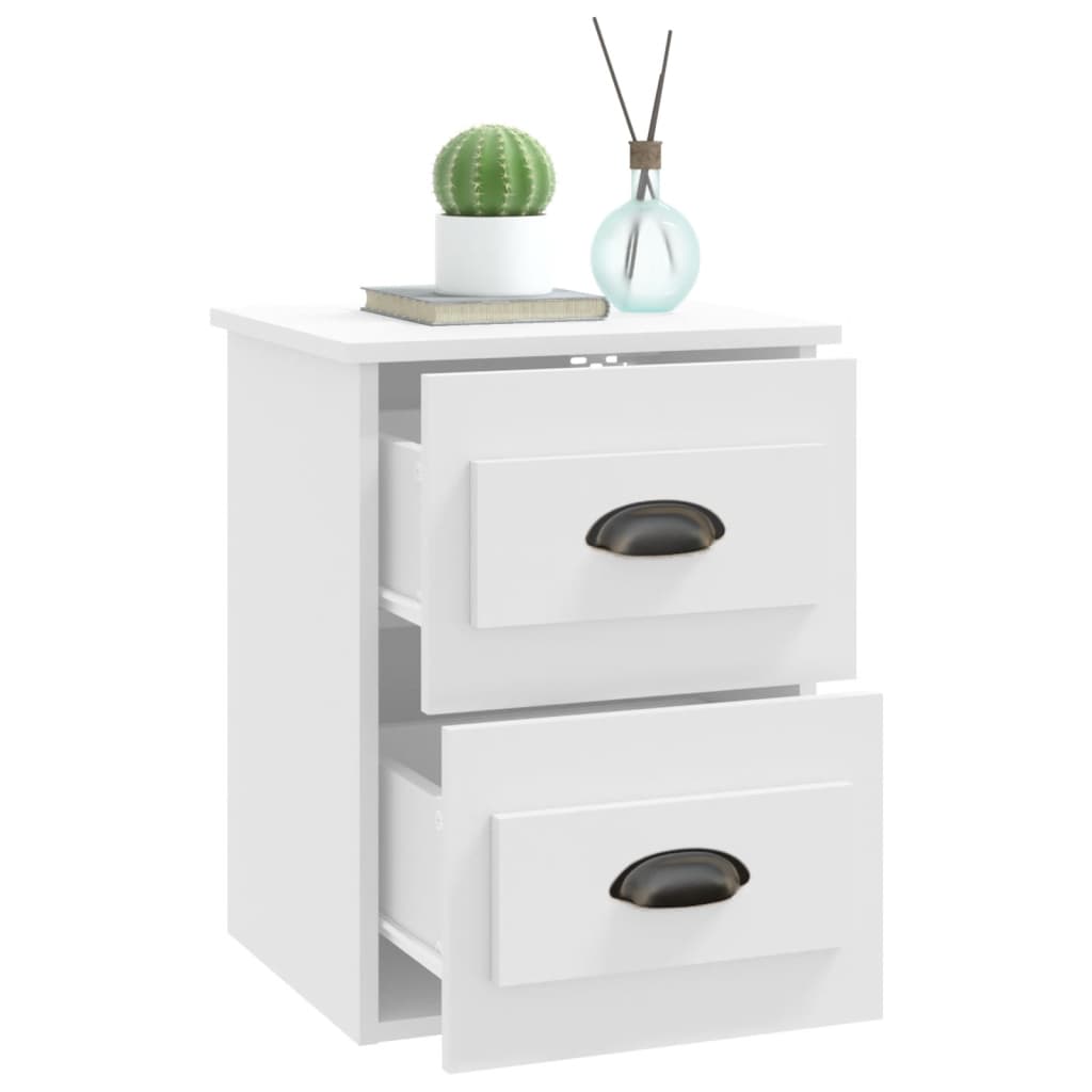 Mesas de cabeceira de parede 2 pcs 41,5x36x53 cm branco