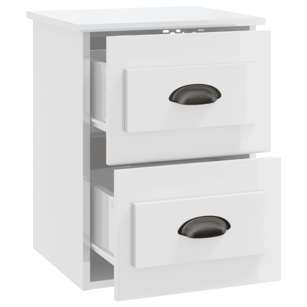 Mesa de cabeceira de parede 41,5x36x53 cm branco brilhante