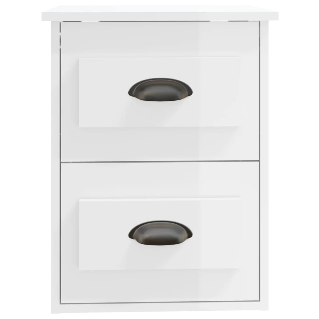 Mesa de cabeceira de parede 41,5x36x53 cm branco brilhante