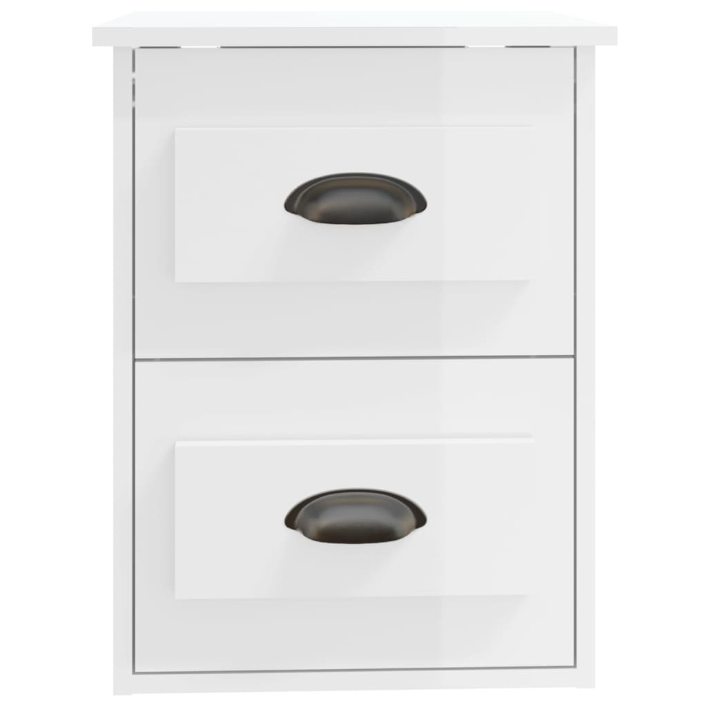 Mesas de cabeceira parede 2 pcs 41,5x36x53 cm branco brilhante