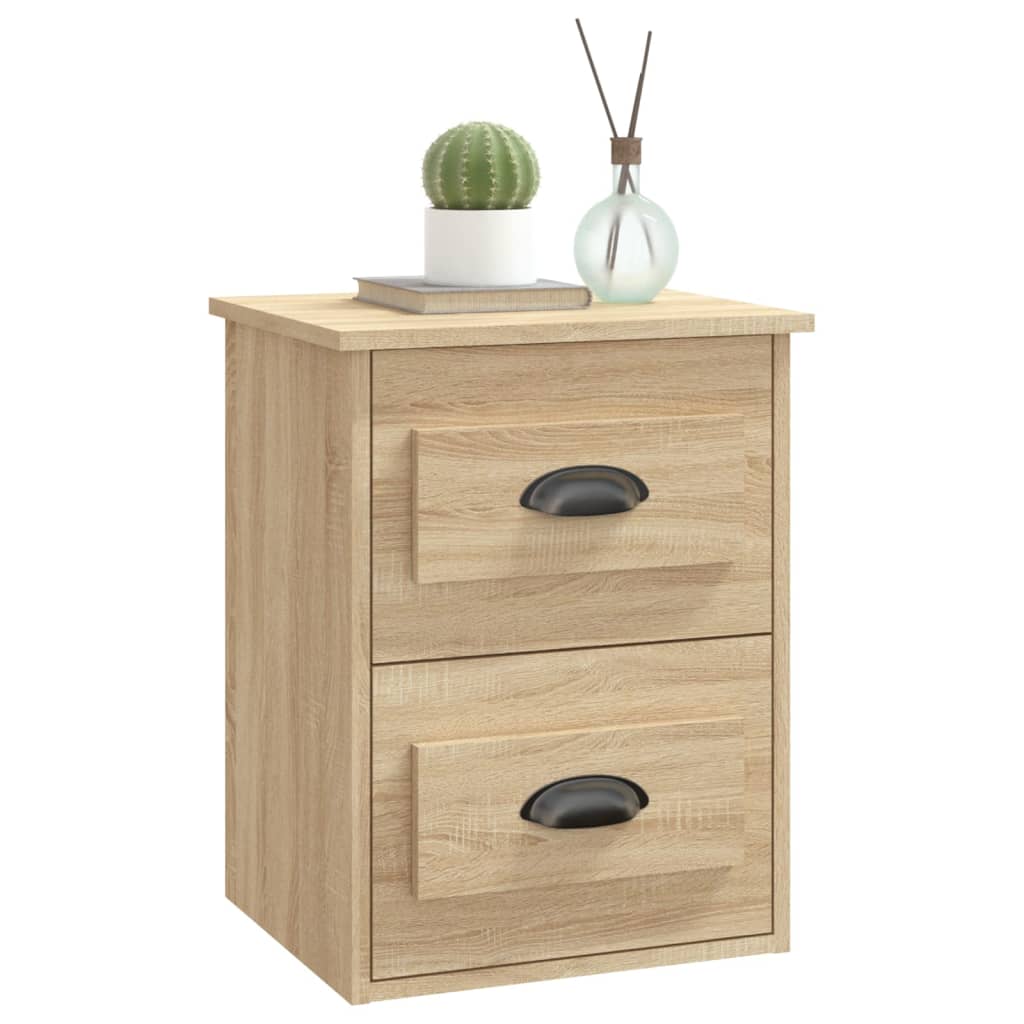 Mesas de cabeceira parede 2 pcs 41,5x36x53 cm carvalho sonoma