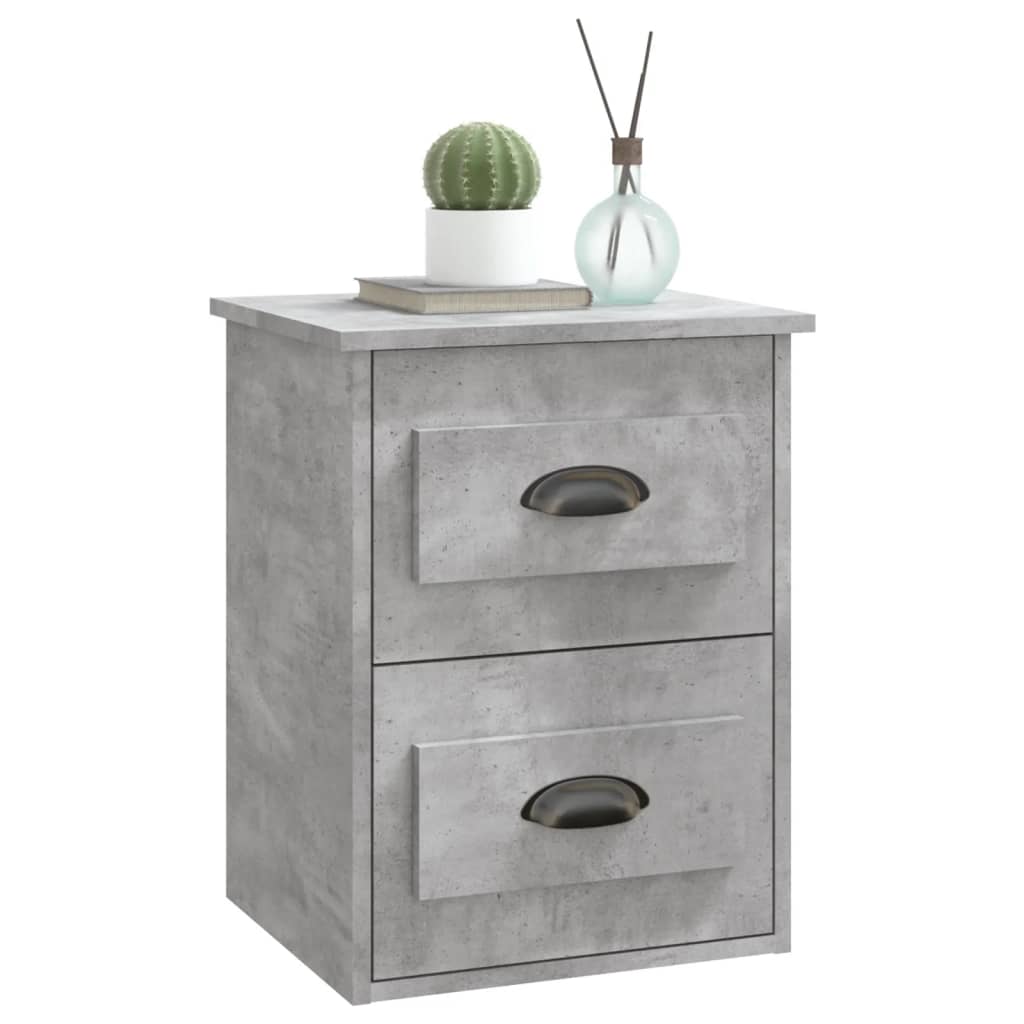 Mesa de cabeceira de parede 41,5x36x53 cm cinzento cimento