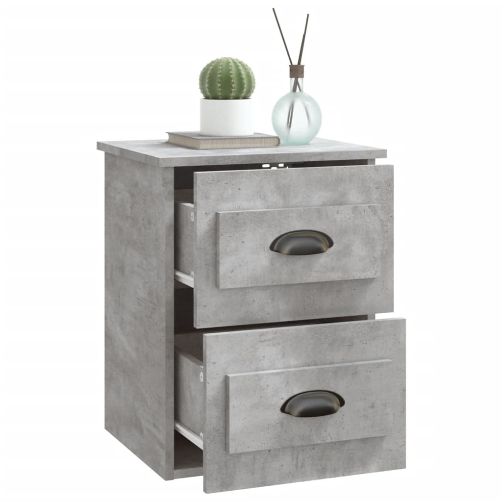 Mesa de cabeceira de parede 41,5x36x53 cm cinzento cimento