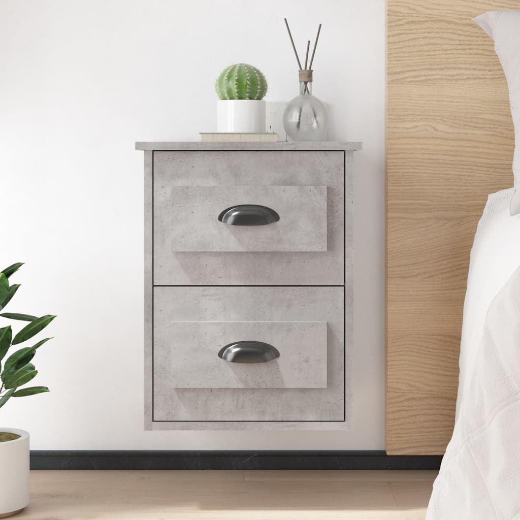 Mesa de cabeceira de parede 41,5x36x53 cm cinzento cimento