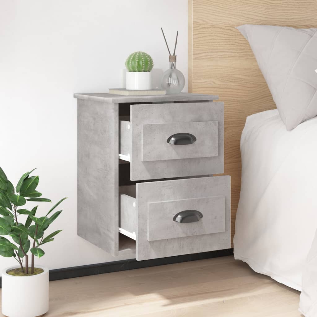 Mesas de cabeceira parede 2 pcs 41,5x36x53 cm cinzento cimento