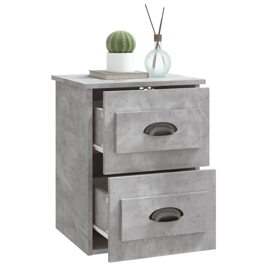 Mesas de cabeceira parede 2 pcs 41,5x36x53 cm cinzento cimento