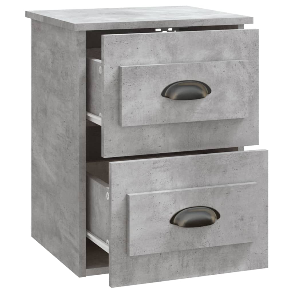 Mesas de cabeceira parede 2 pcs 41,5x36x53 cm cinzento cimento