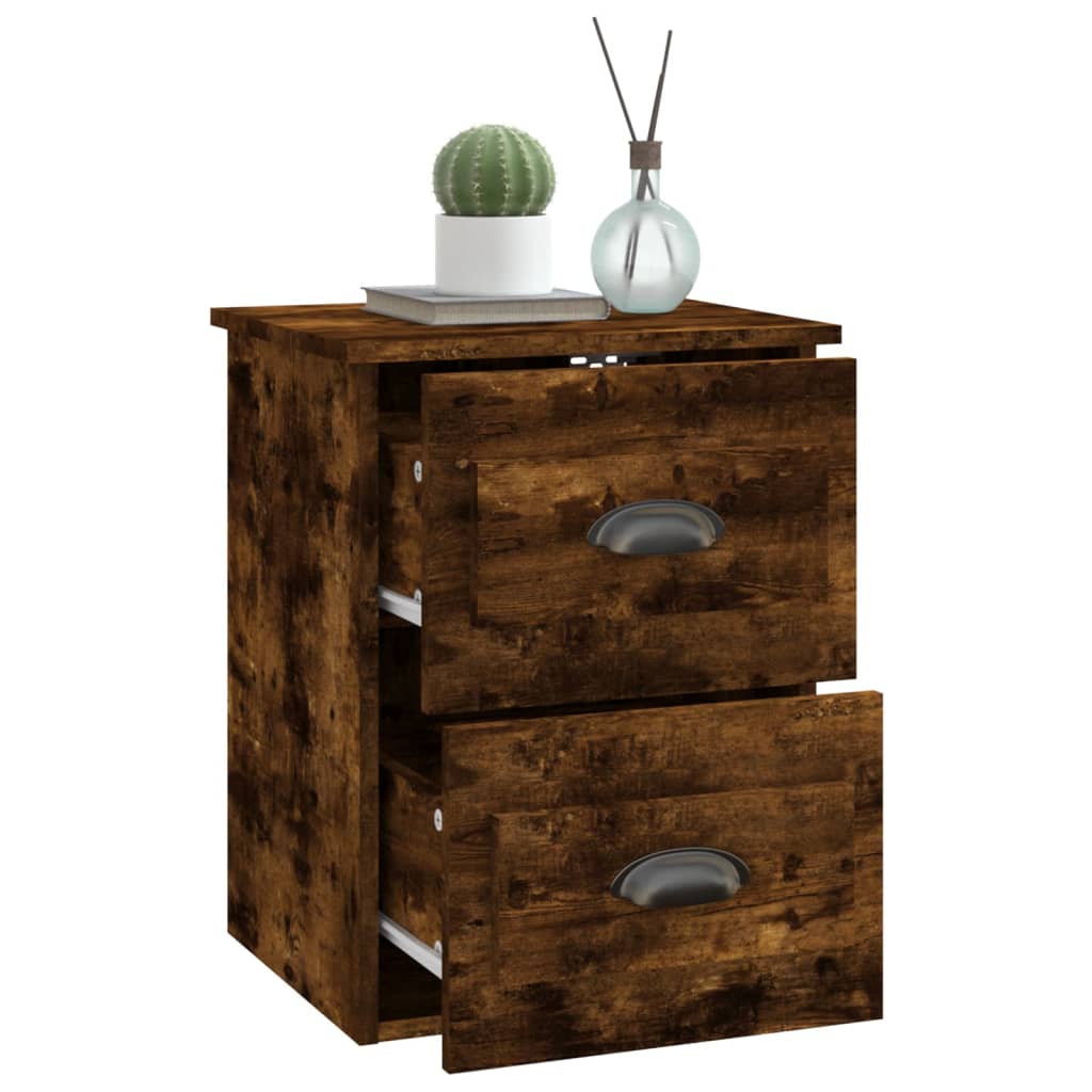 Mesa de cabeceira de parede 41,5x36x53 cm carvalho fumado