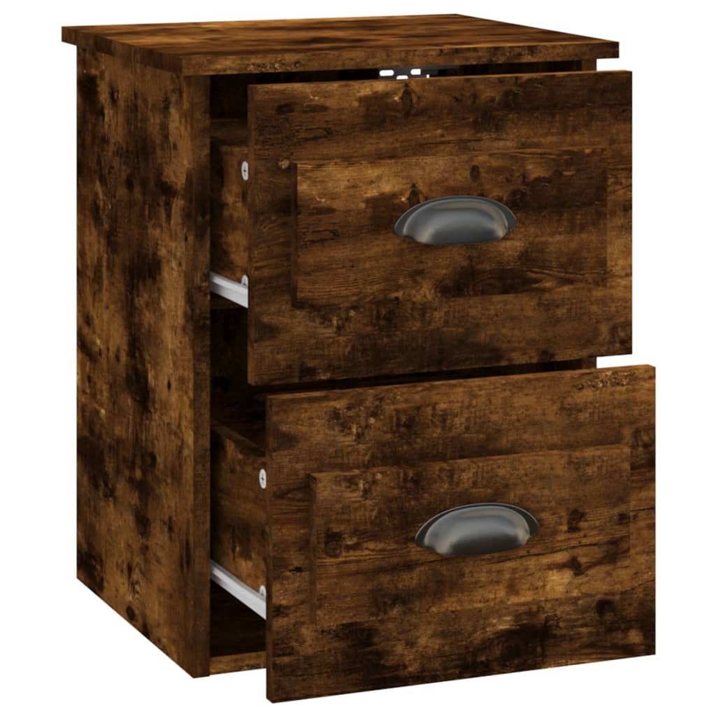 Mesa de cabeceira de parede 41,5x36x53 cm carvalho fumado