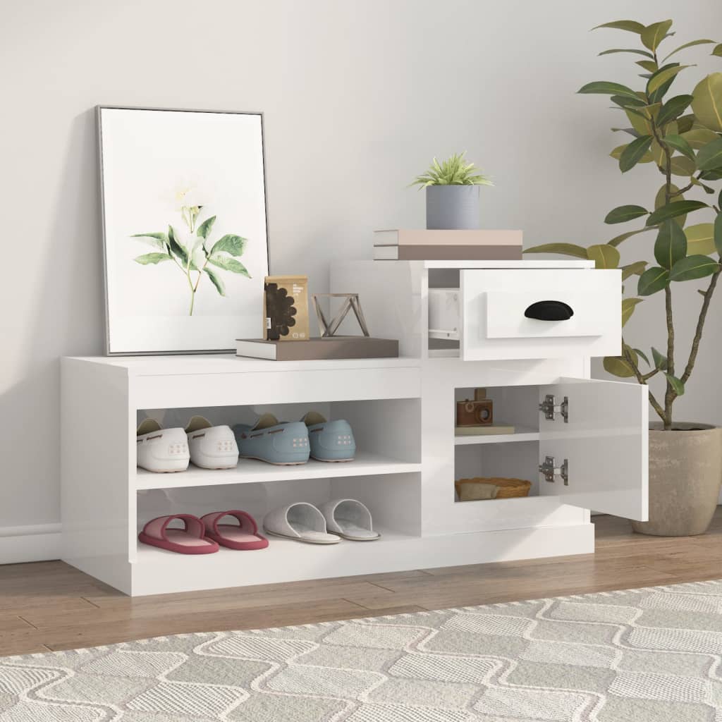 Sapateira 100x42x60 cm derivados de madeira branco brilhante