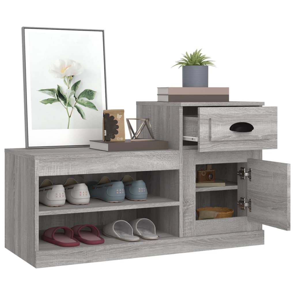 Sapateira 100x42x60 cm derivados de madeira cinzento sonoma