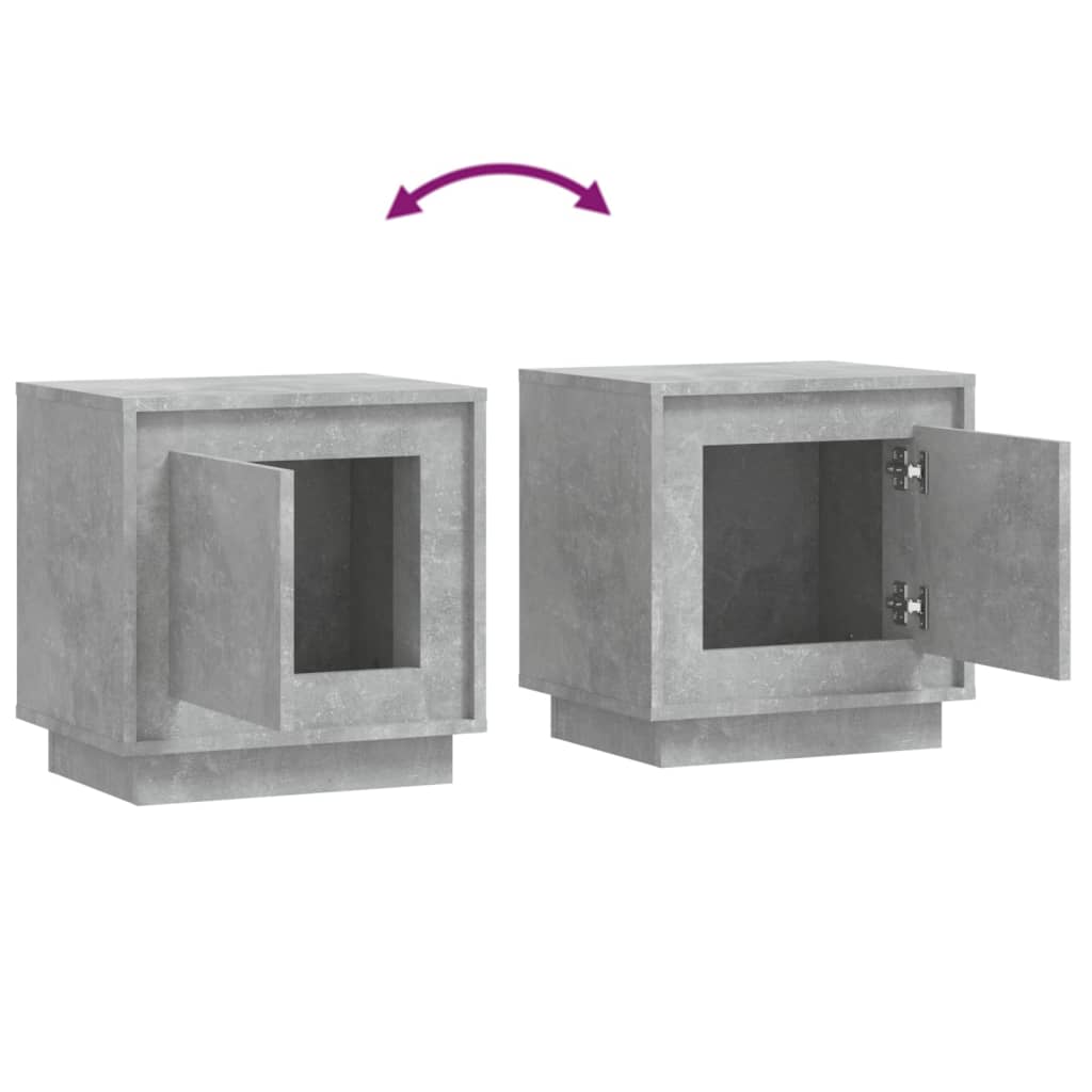 Mesas cabeceira 2pcs 44x35x45cm derivados madeira cinza cimento