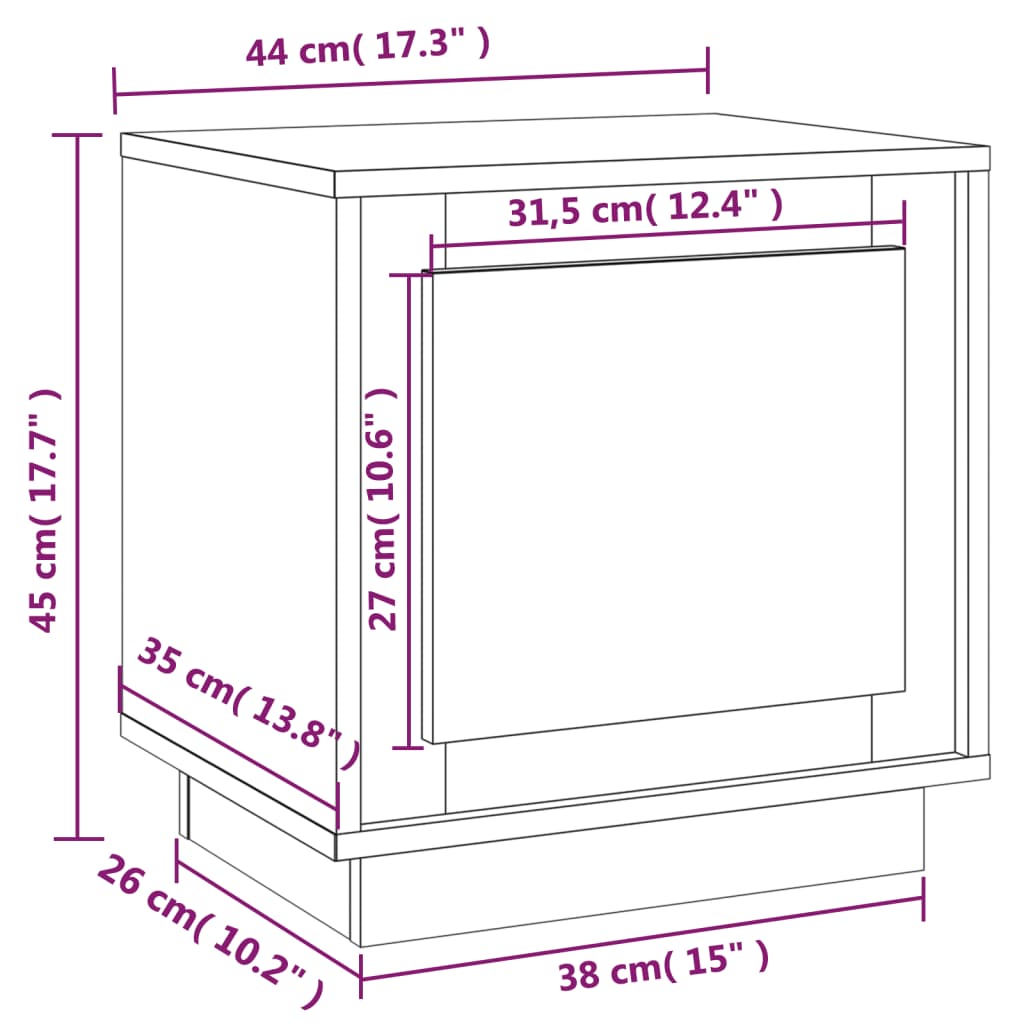 Mesas cabeceira 2pcs 44x35x45cm derivados madeira cinza cimento