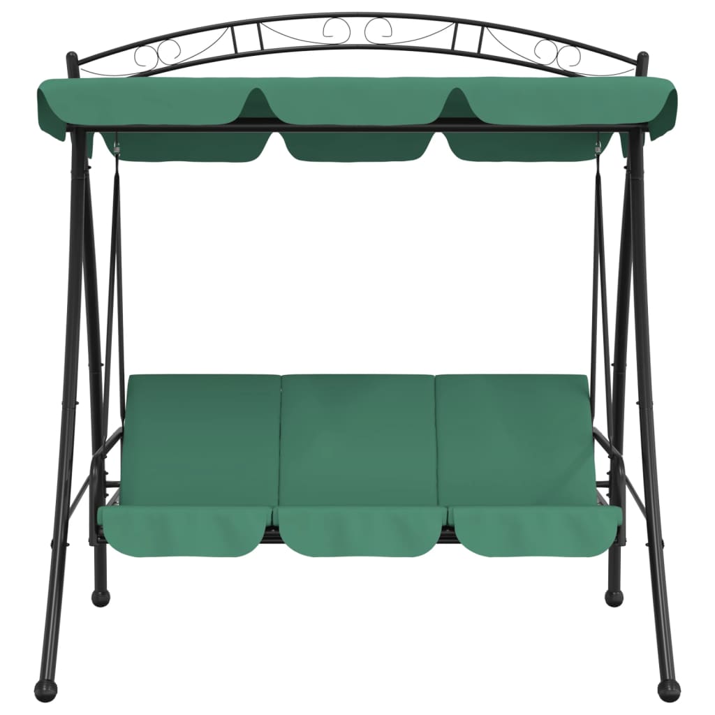 Banco de baloiço para jardim com toldo 198 cm tecido/aço verde