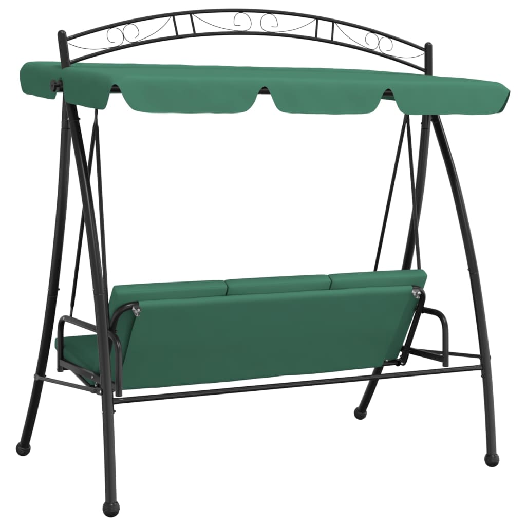 Banco de baloiço para jardim com toldo 198 cm tecido/aço verde