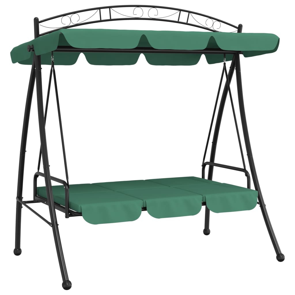 Banco de baloiço para jardim com toldo 198 cm tecido/aço verde