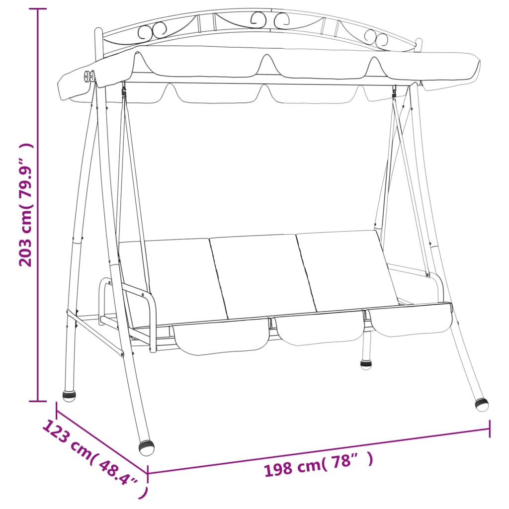 Banco de baloiço para jardim com toldo 198 cm tecido/aço verde