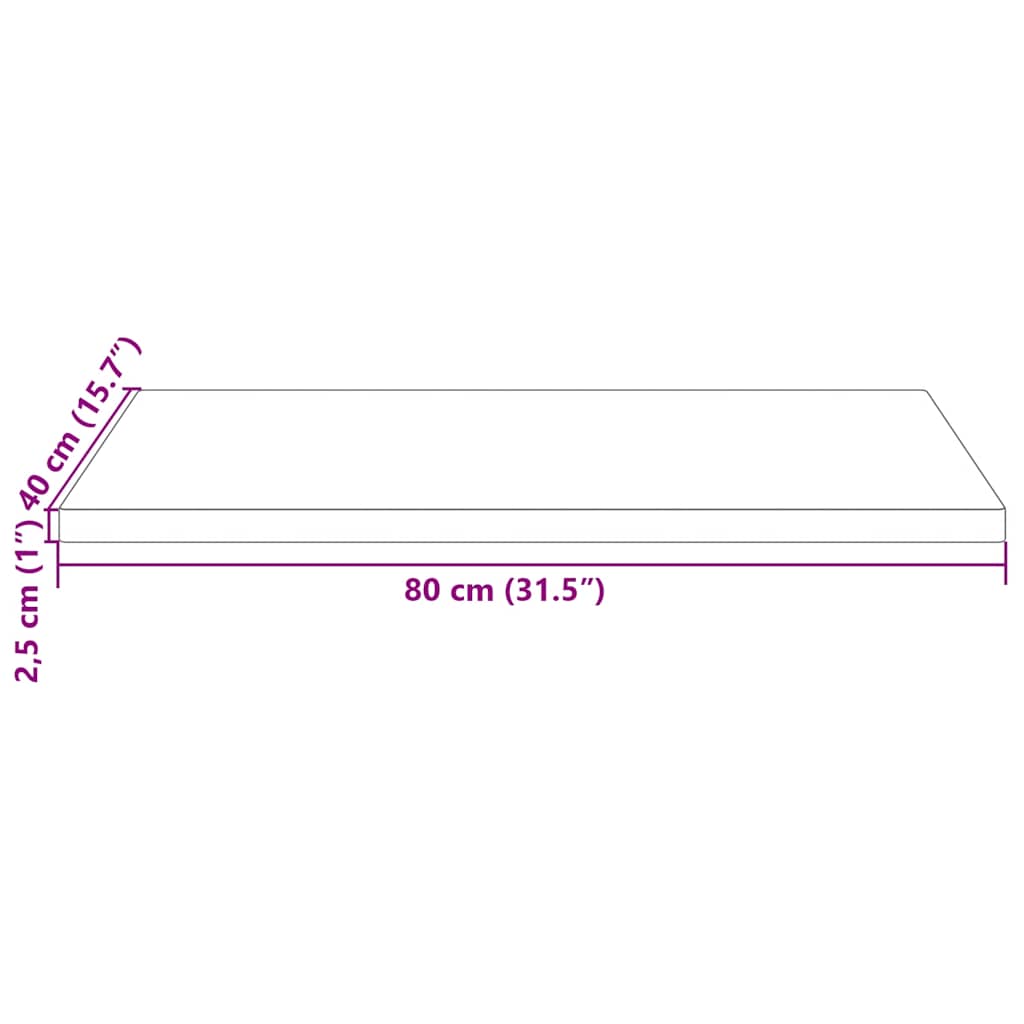 Tampo de mesa retangular 80x40x2,5 cm pinho maciço branco