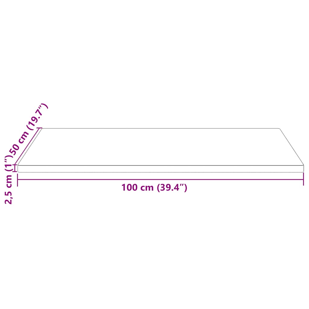 Tampo de mesa retangular 100x50x2,5 cm pinho maciço branco