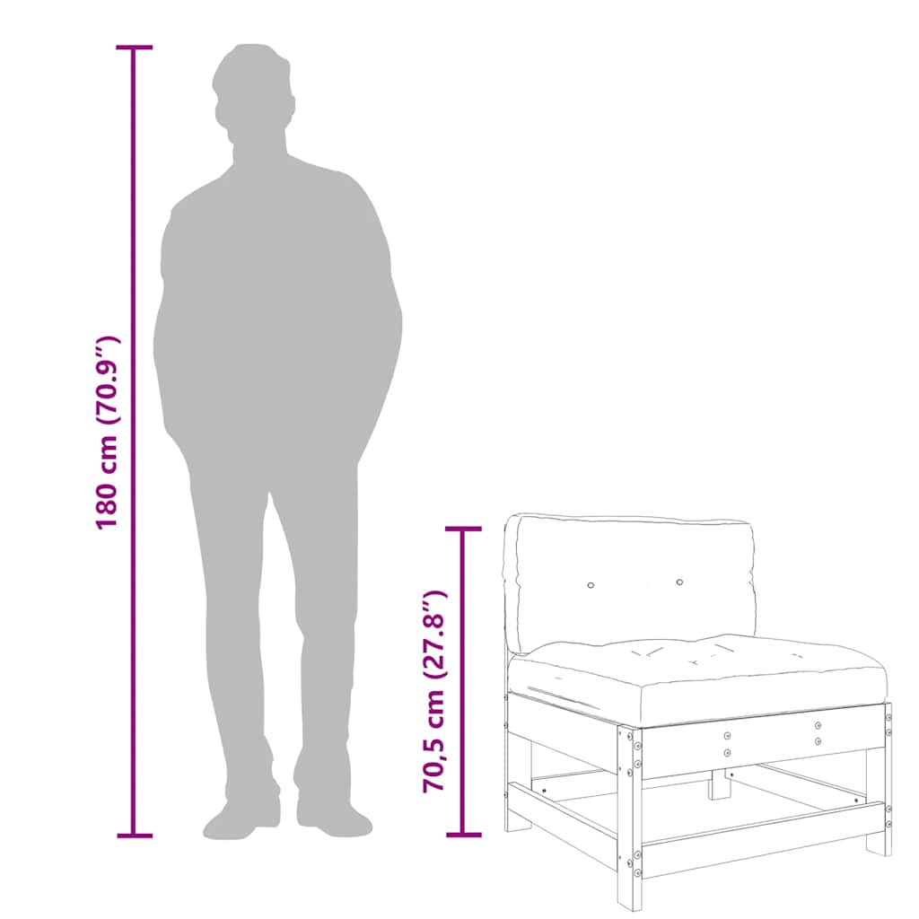 Sofás de centro com almofadões 2 pcs pinho maciço