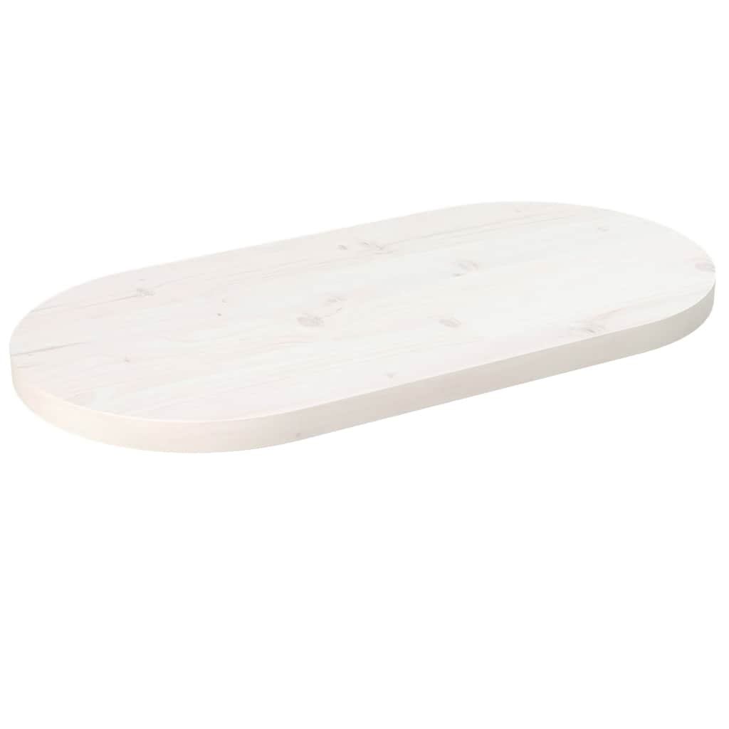 Tampo de mesa oval 60x30x2,5 cm madeira de pinho maciça branco