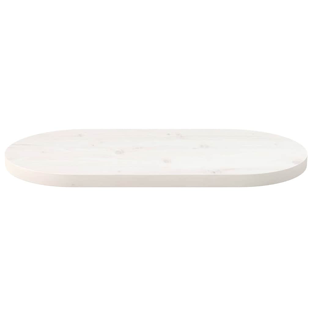 Tampo de mesa oval 60x30x2,5 cm madeira de pinho maciça branco