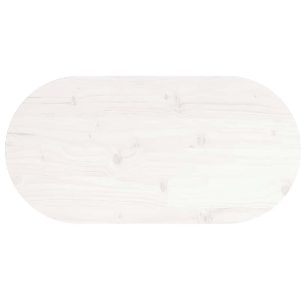 Tampo de mesa oval 60x30x2,5 cm madeira de pinho maciça branco