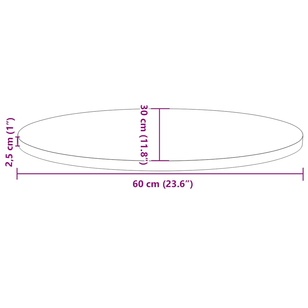 Tampo de mesa oval 60x30x2,5 cm madeira de pinho maciça branco