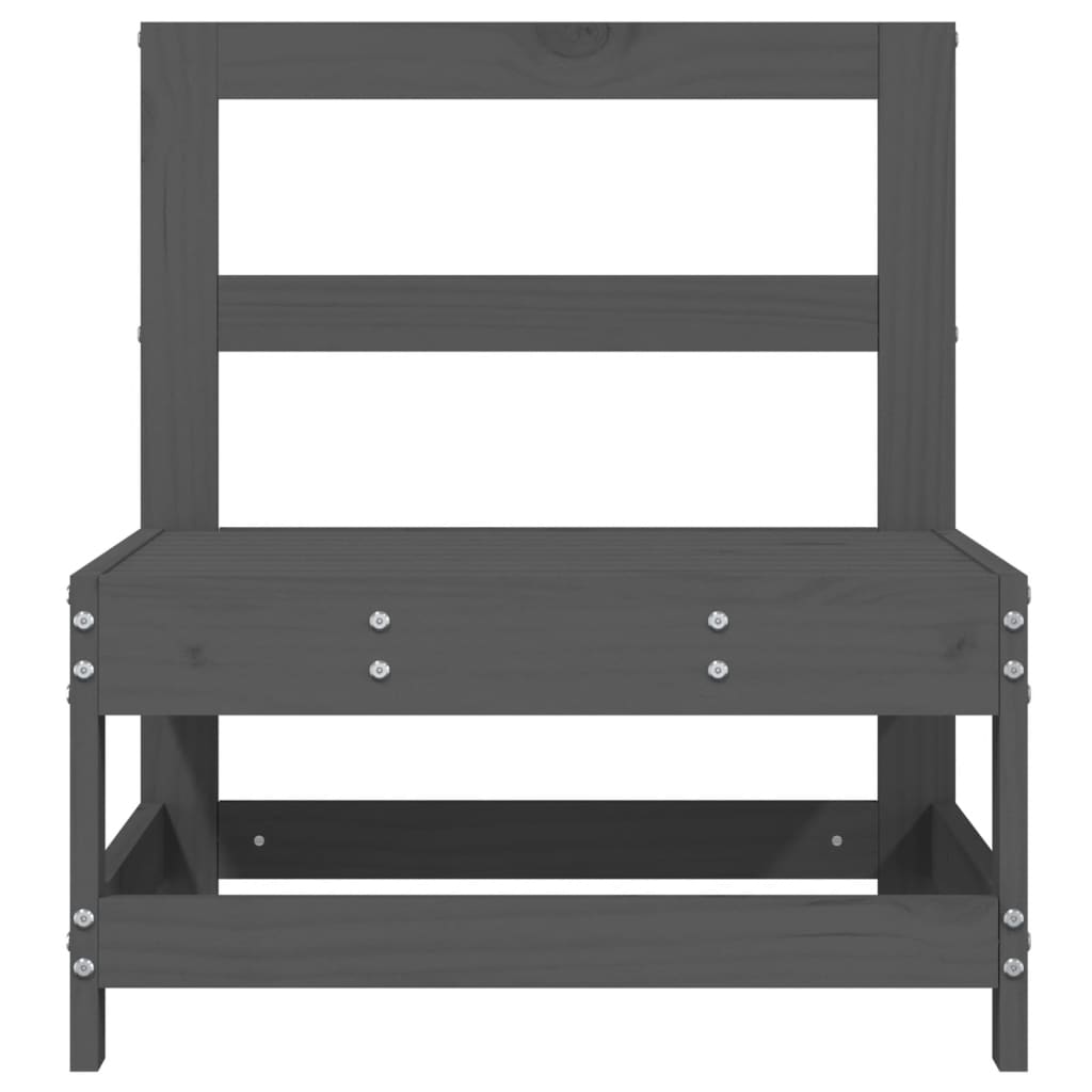 Sofás de centro para jardim 2 pcs madeira pinho maciça cinzento
