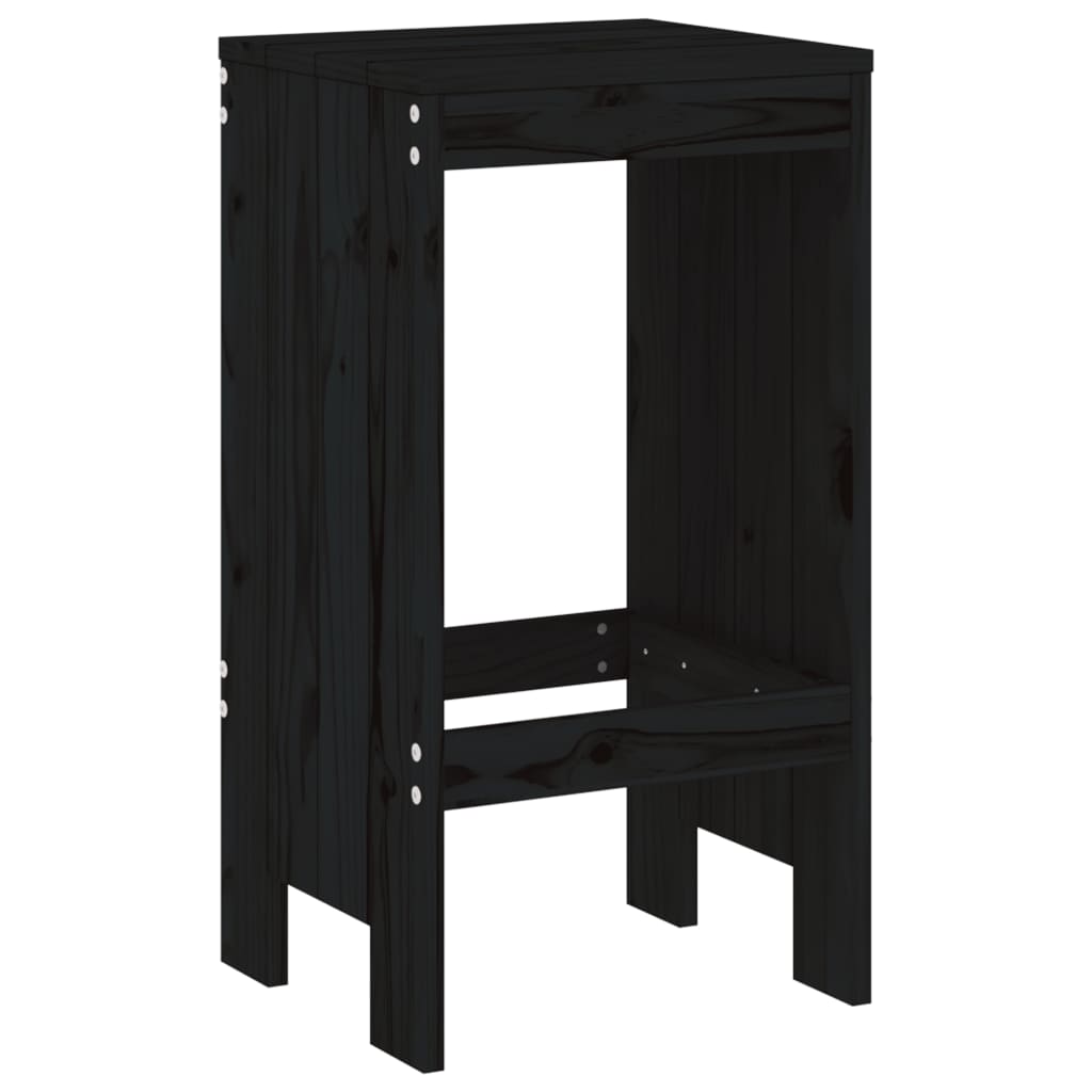 Bancos de bar 2 pcs 40x36x75 cm madeira de pinho maciça preto