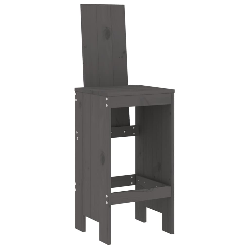 Cadeiras de bar 2 pcs 40x42x120 cm pinho maciço cinzento