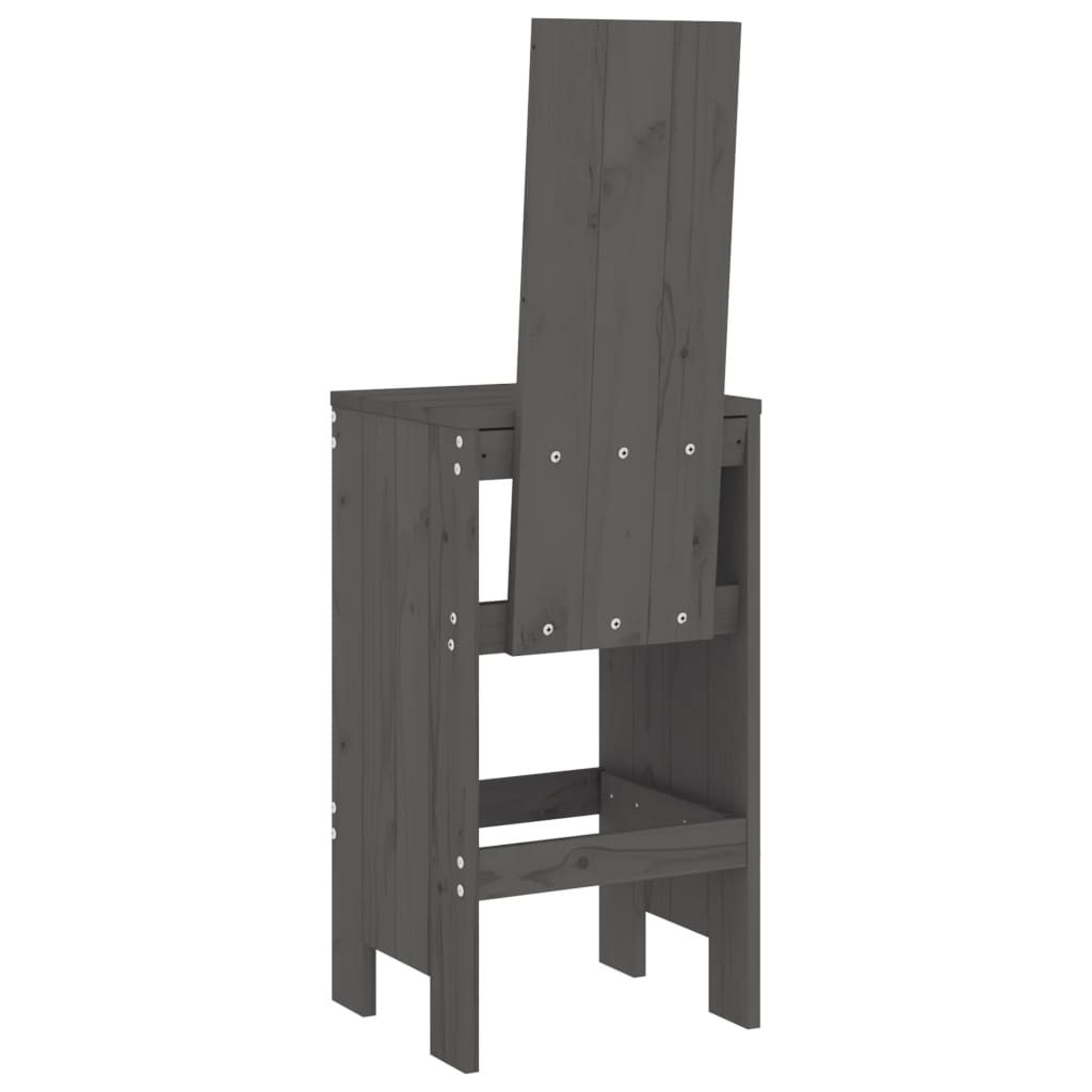 Cadeiras de bar 2 pcs 40x42x120 cm pinho maciço cinzento