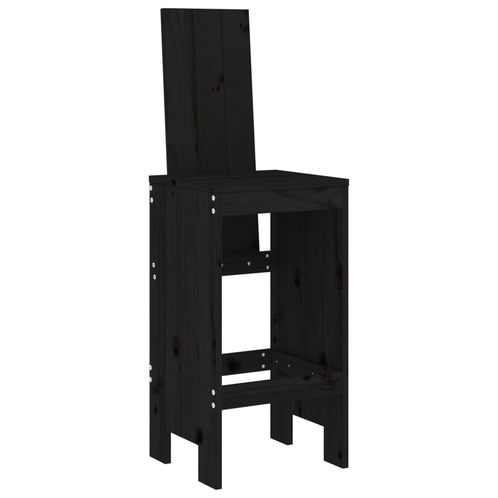 Cadeiras de bar 2 pcs 40x42x120 cm pinho maciço preto