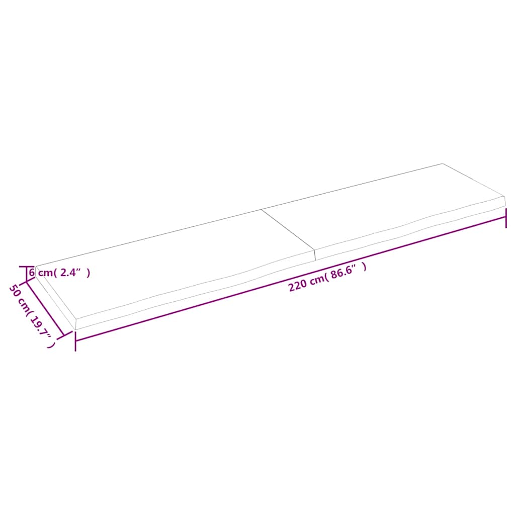 Prateleira de parede 220x50x(2-6) cm carvalho tratado castanho