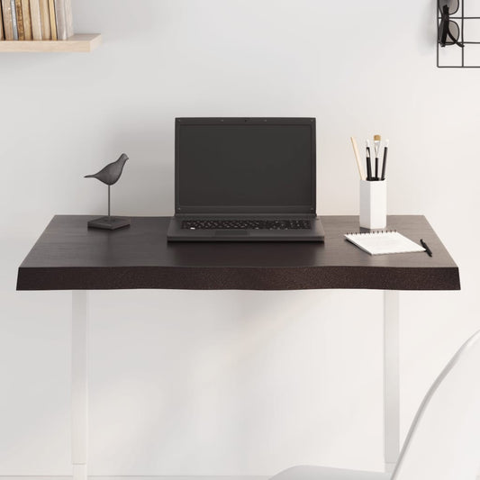 Tampo de mesa com bordas vivas maciço tratado castanho-escuro